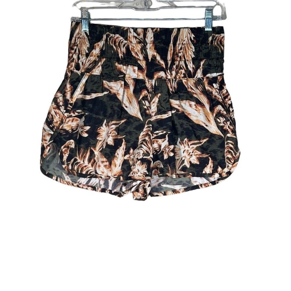 Free People Movement The Way Home Shorts Medium Nylon High Waisted Tropical - Picture 1 of 9